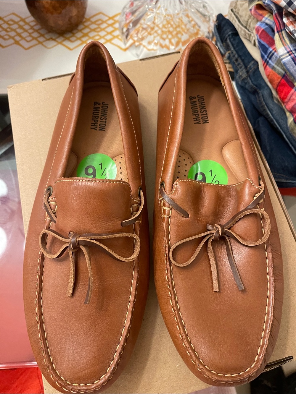 Johnston & Murphy Tan Leather Moccasin Slip-Ons